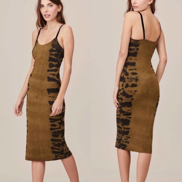 LNA Jericho Tie Dye Knit Body Con Midi Dress Olive Green Size Small - Picture 1 of 10